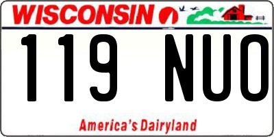 WI license plate 119NUO