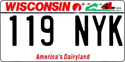 WI license plate 119NYK