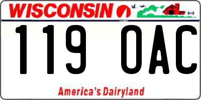 WI license plate 119OAC