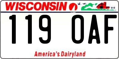 WI license plate 119OAF