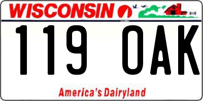 WI license plate 119OAK