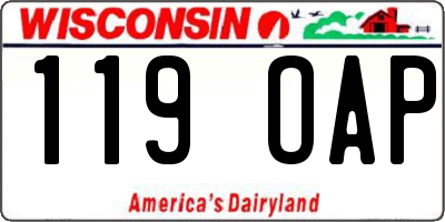 WI license plate 119OAP