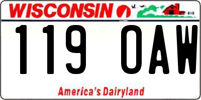 WI license plate 119OAW