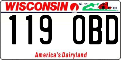 WI license plate 119OBD