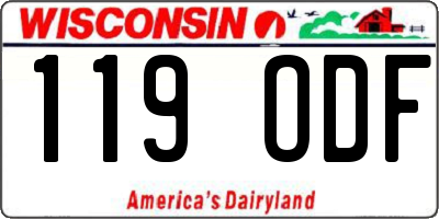 WI license plate 119ODF