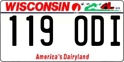 WI license plate 119ODI