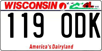WI license plate 119ODK