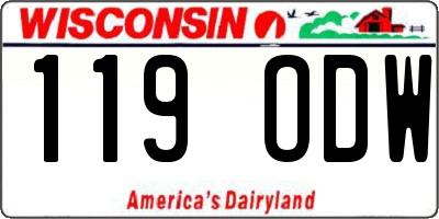 WI license plate 119ODW