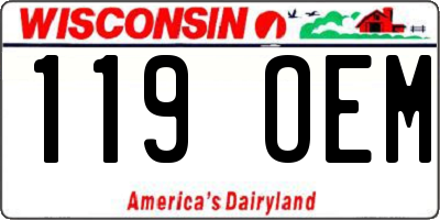 WI license plate 119OEM