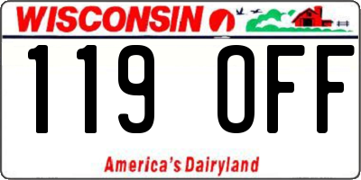 WI license plate 119OFF
