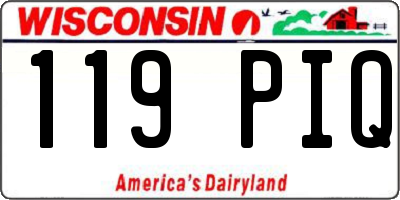 WI license plate 119PIQ