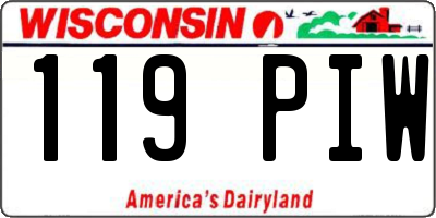 WI license plate 119PIW
