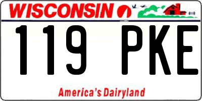 WI license plate 119PKE