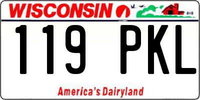 WI license plate 119PKL