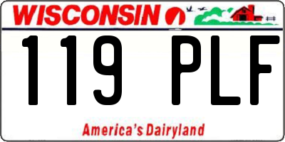 WI license plate 119PLF