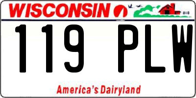 WI license plate 119PLW
