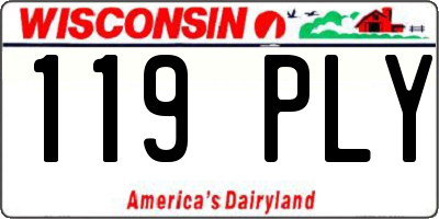 WI license plate 119PLY