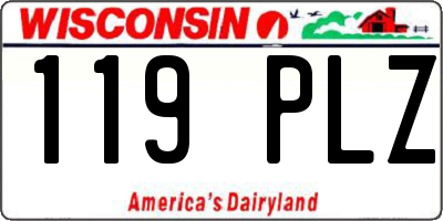 WI license plate 119PLZ