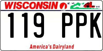 WI license plate 119PPK