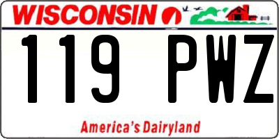 WI license plate 119PWZ