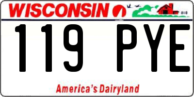 WI license plate 119PYE