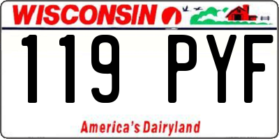 WI license plate 119PYF