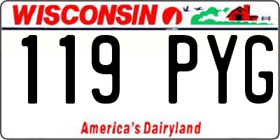 WI license plate 119PYG