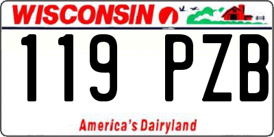 WI license plate 119PZB