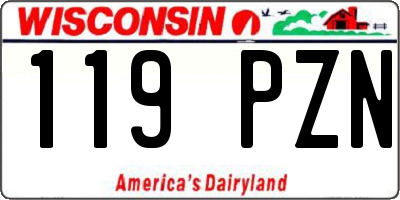 WI license plate 119PZN