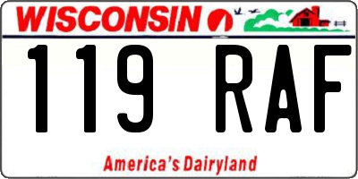 WI license plate 119RAF