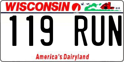 WI license plate 119RUN