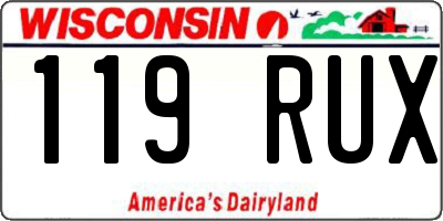 WI license plate 119RUX