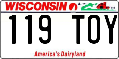 WI license plate 119TOY