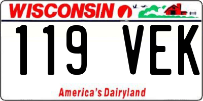 WI license plate 119VEK