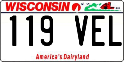WI license plate 119VEL