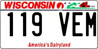 WI license plate 119VEM