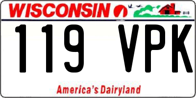 WI license plate 119VPK