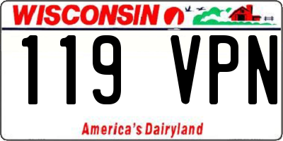 WI license plate 119VPN