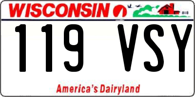 WI license plate 119VSY