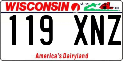 WI license plate 119XNZ