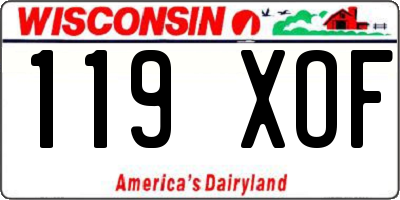 WI license plate 119XOF