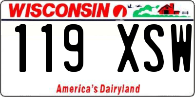 WI license plate 119XSW