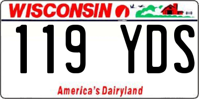 WI license plate 119YDS