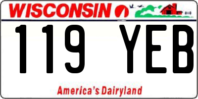 WI license plate 119YEB