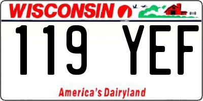 WI license plate 119YEF