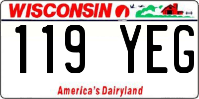 WI license plate 119YEG