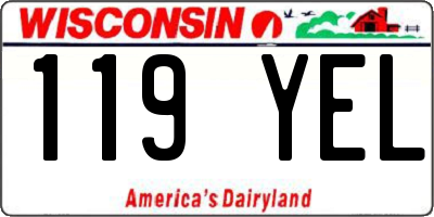 WI license plate 119YEL