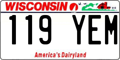 WI license plate 119YEM
