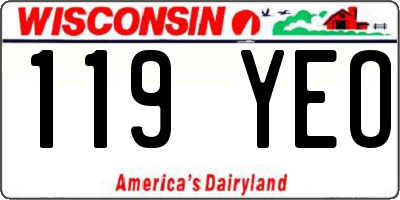 WI license plate 119YEO