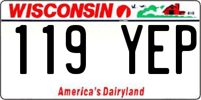 WI license plate 119YEP
